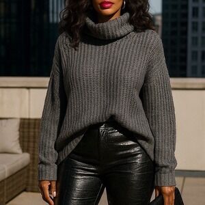 VTG Lord & Taylor Womens Sweater M Wool Chunky Cowl Neck Oversized Minimalist